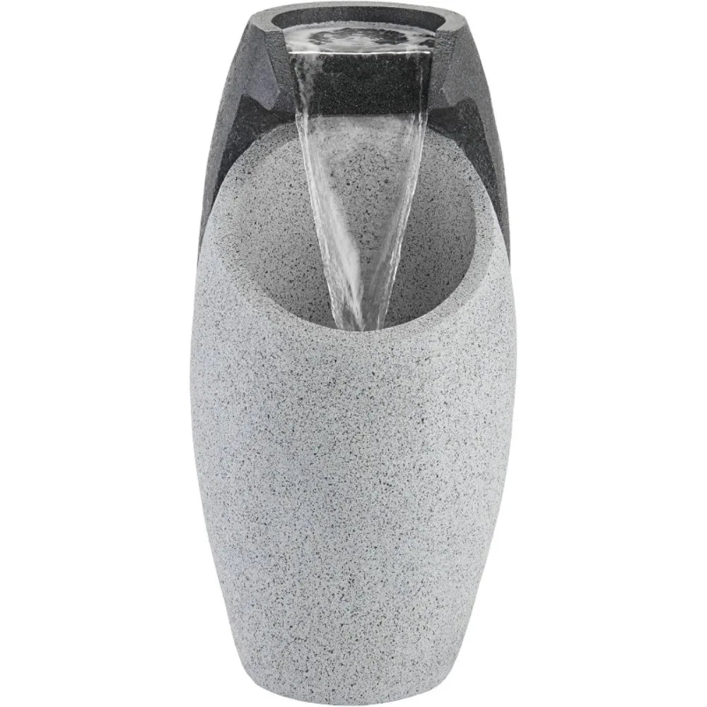 Waterfall Modern Outdoor Floor Water Fountain with LED Light for Garden Patio Backyard Deck Lawn and Porch - Wild Paw Outdoors