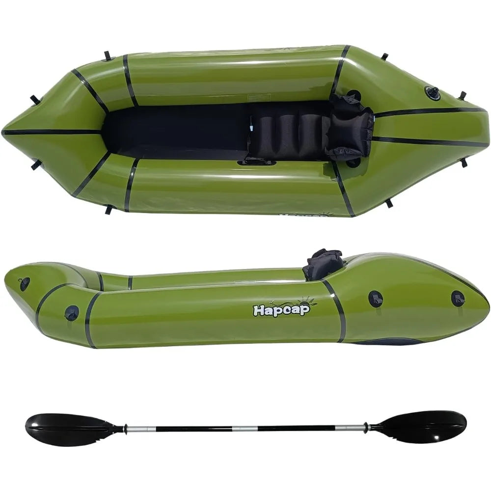 Inflatable Kayak with Paddle for Adults and Kids One Person Packraft Durable TPU Rapid Inflate Ultra Lightweight Ideal for Outdoor Use - Wild Paw Outdoors