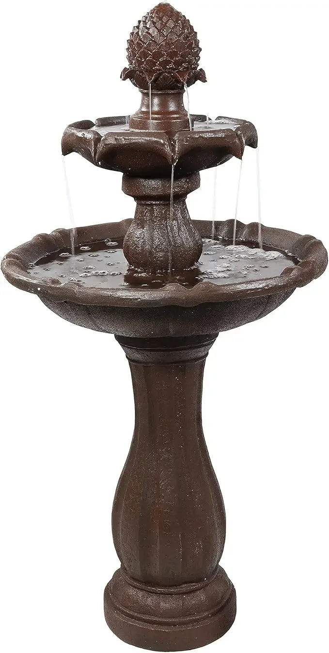 46 Inch Two Layer Solar Fountain with Battery Backup Submersible Pump Durable Outdoor Fountain - Wild Paw Outdoors