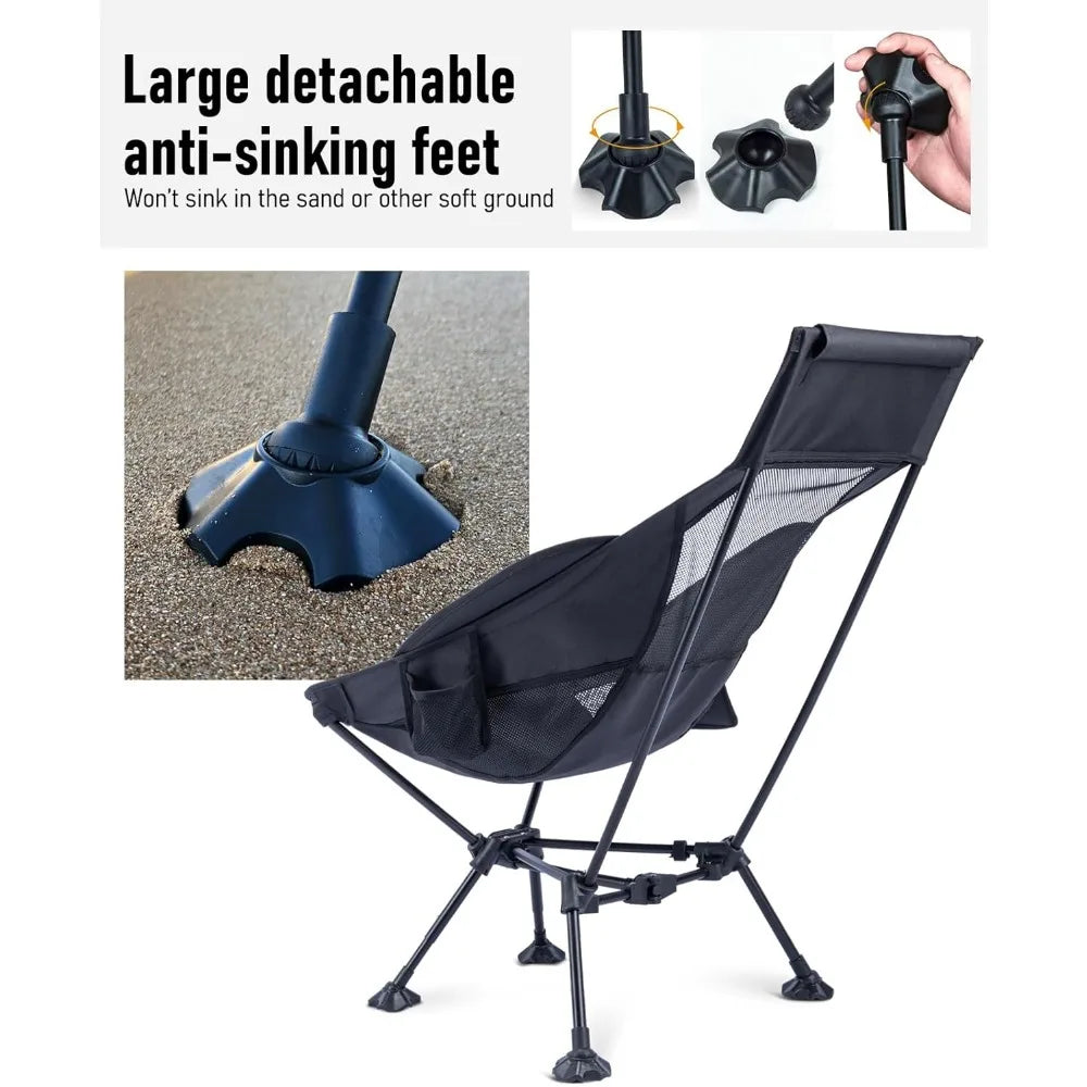 Camping Chair Ultra Light Compact Folding Beach Chair with Anti Sinking Feet Triangular Frame High Backrest - Wild Paw Outdoors
