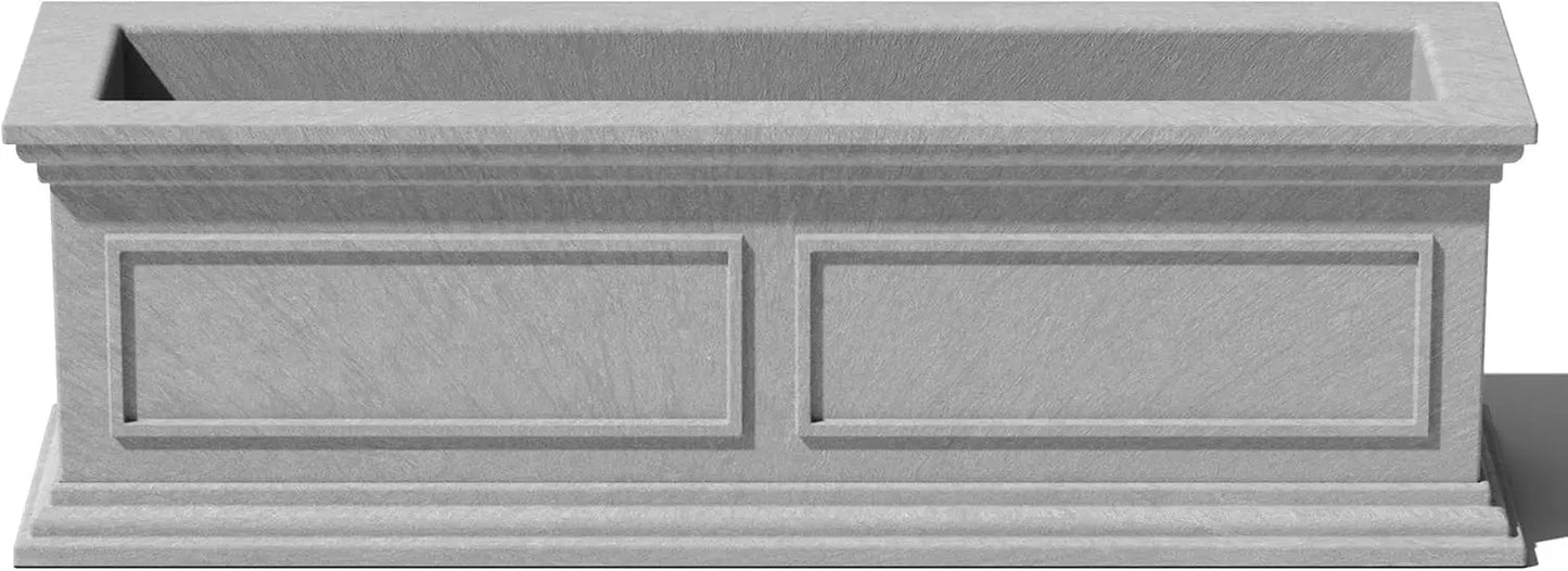 Large Rectangular Outdoor Planter for Balcony Classic Estate Design Crack Resistant All Weather Durable Plastic - Wild Paw Outdoors