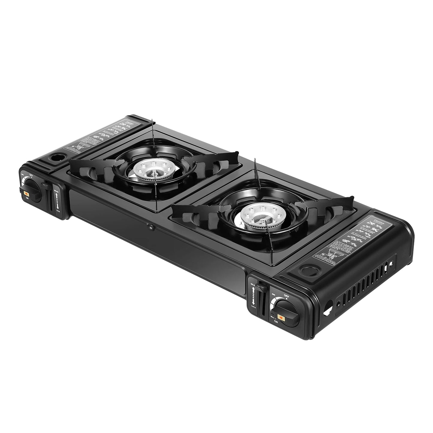 Camping Stove Dual Burner With Grill Tray And Storage Case
