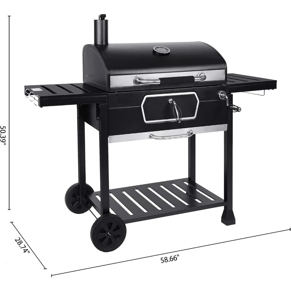 30 Inch Charcoal Grill Deluxe BBQ Smoker Picnic Camping Patio Backyard Cooking Black Large - Wild Paw Outdoors