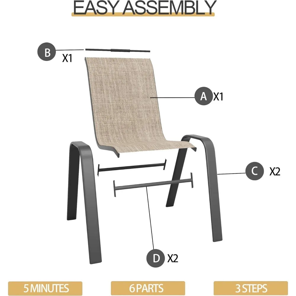 Patio Dining Chairs Set of 4 Outdoor Stackable Dining Chairs Heavy Duty Textilene Fabric All Weather 330lbs Capacity - Wild Paw Outdoors