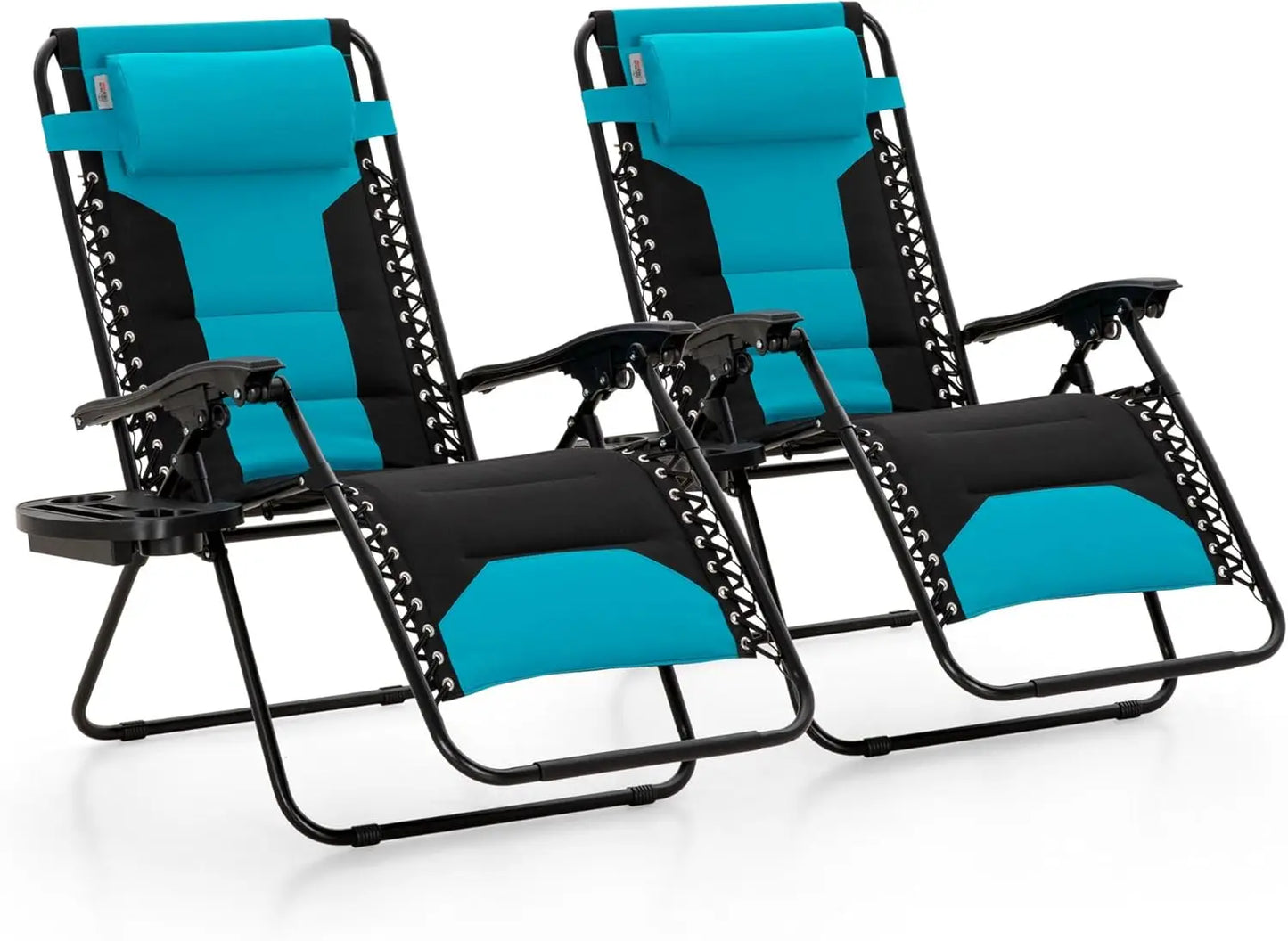 Padded Zero Gravity Lawn Chairs Foldable Recliner Anti Gravity Lounge Chairs w Pillow Cup Holder - Wild Paw Outdoors