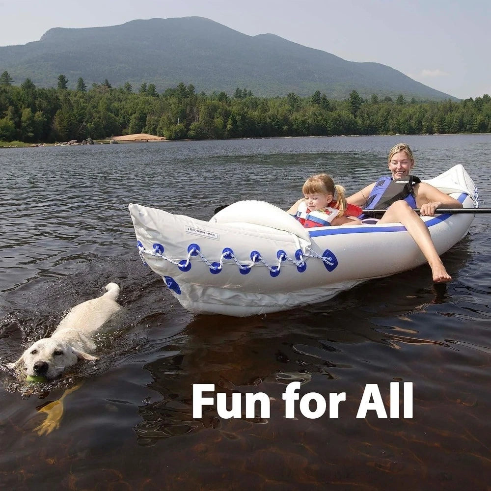 SE330 Two Person Inflatable Kayak with Seats Paddles and Bag Lightweight Portable 500 Pound Capacity - Wild Paw Outdoors