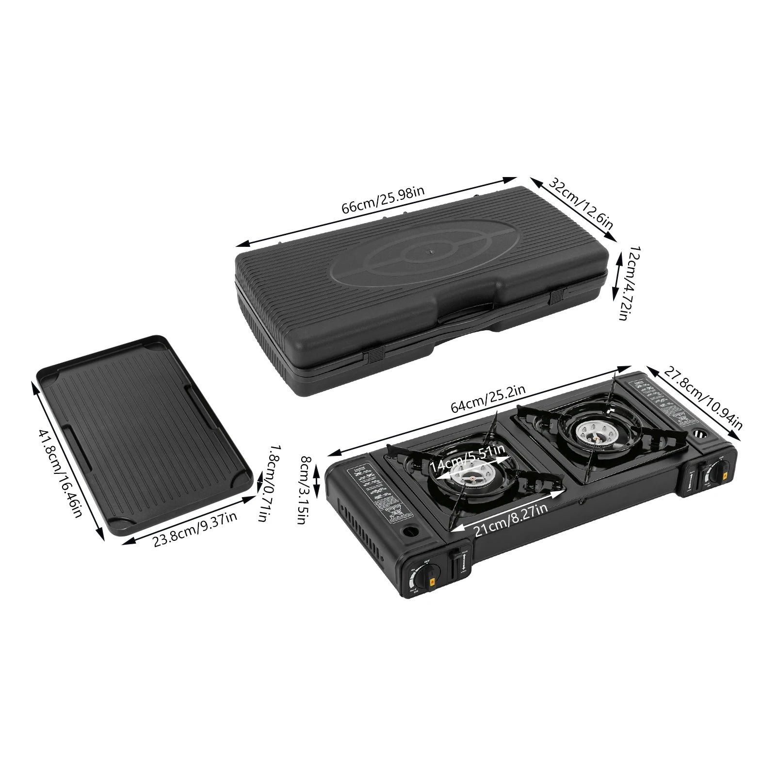 Propane Camping Stove with Dual Burners and Grill Tray Adjustable Temperature for Outdoor Cooking Boiling and Grilling - Wild Paw Outdoors