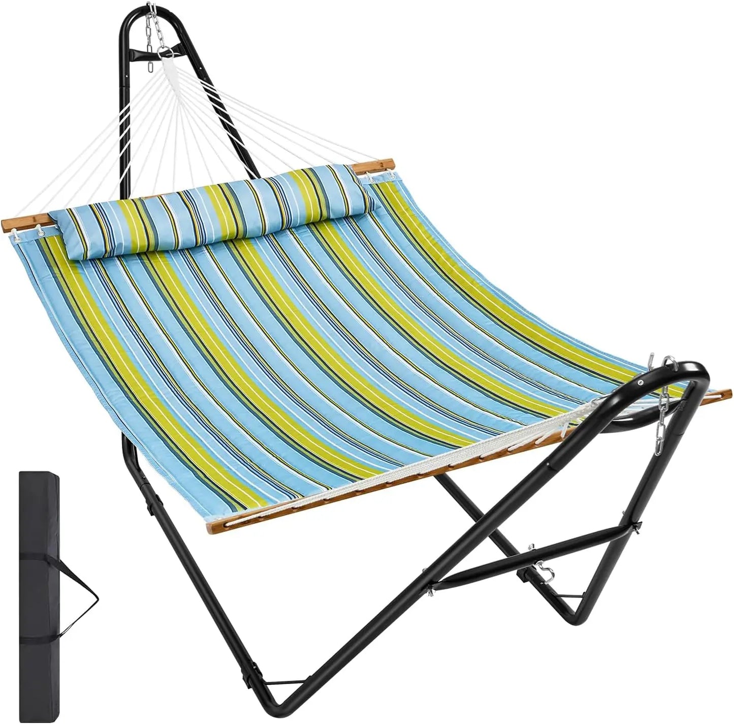 Double Hammock with Stand for Two Persons Heavy Duty 480lb Large Free Standing Outdoor Hammock - Wild Paw Outdoors