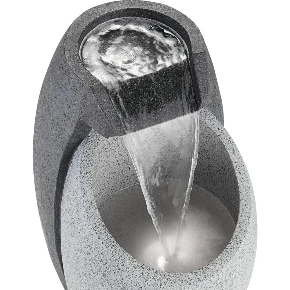 Waterfall Modern Outdoor Floor Water Fountain with LED Light for Garden Patio Backyard Deck Lawn and Porch - Wild Paw Outdoors