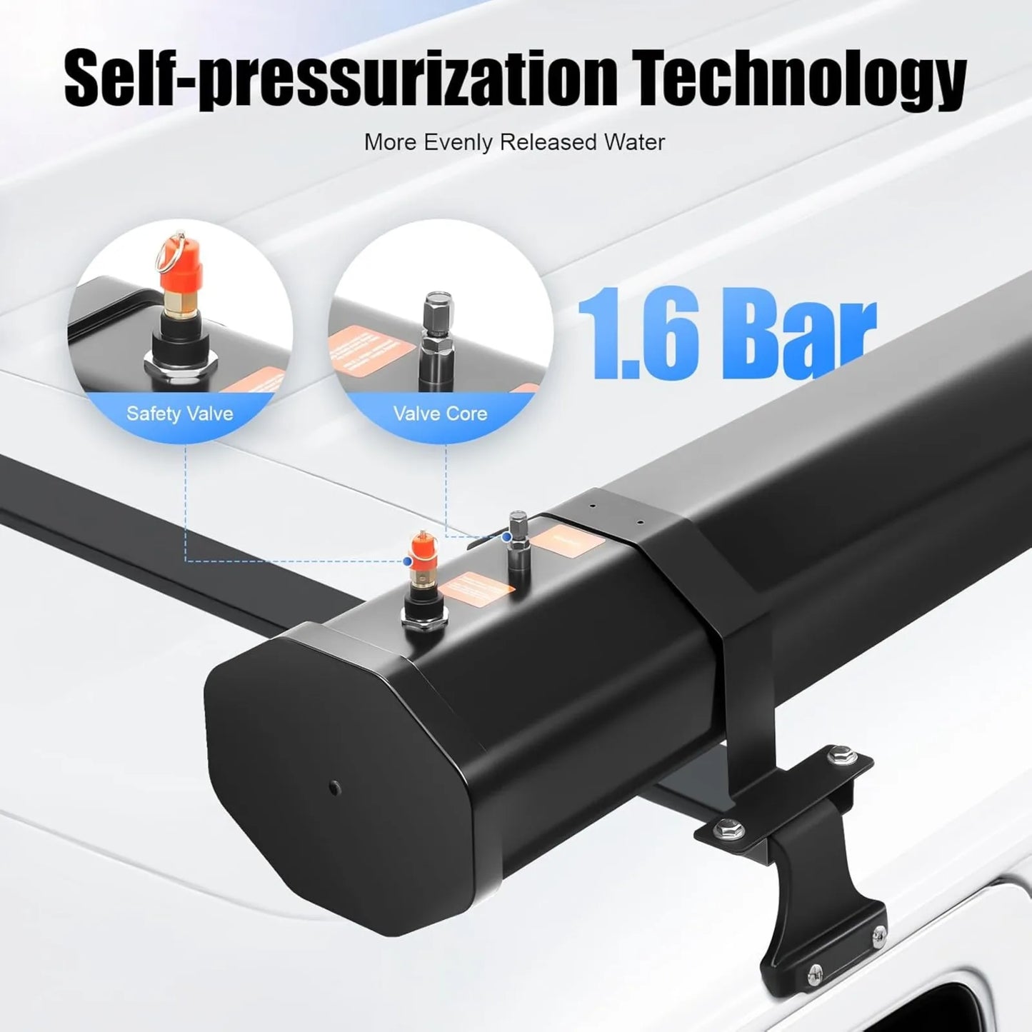 8Gal Portable Camping Shower, Roof Rack Mount Road Shower w/ 5.58ft Water Pipe & Shower Headt, for Vehicle Truck SUV Sedan RV