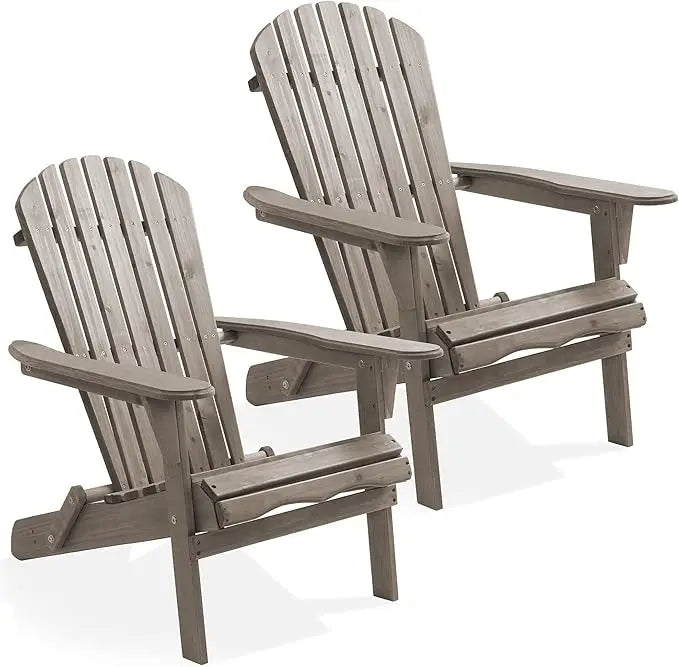 Folding Adirondack Chair Set of Cedar Wood Outdoor Lounge Chairs for Patio Deck Yard Lawn and Garden Seating - Wild Paw Outdoors