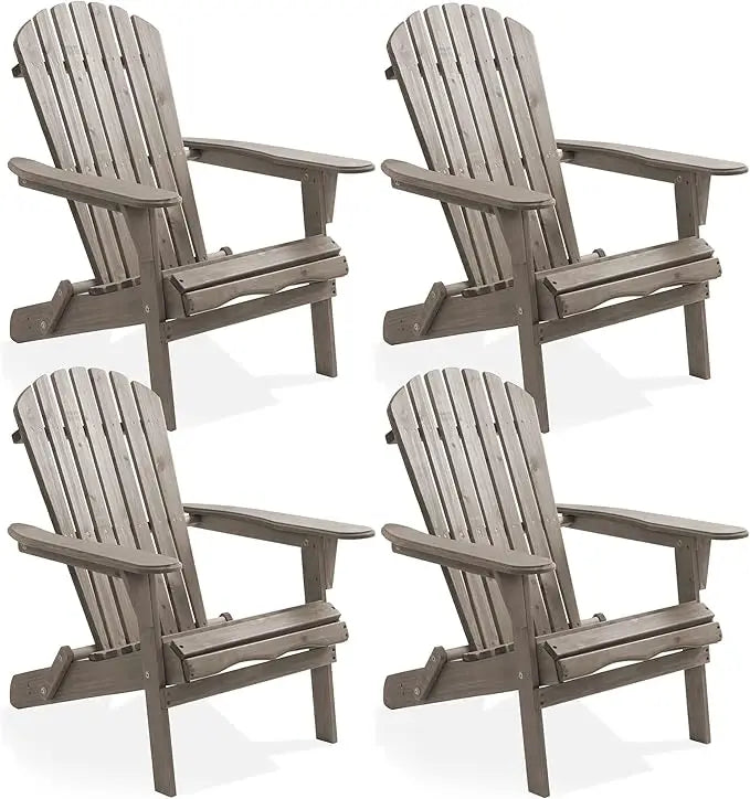 Folding Adirondack Chair Set of Cedar Wood Outdoor Lounge Chairs for Patio Deck Yard Lawn and Garden Seating - Wild Paw Outdoors