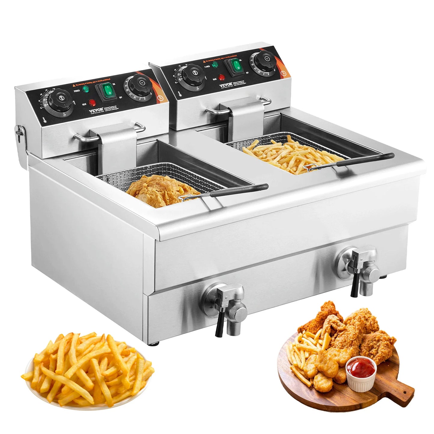 Vevor 12L 5000W Electric Deep Fryer Dual Removable Tanks