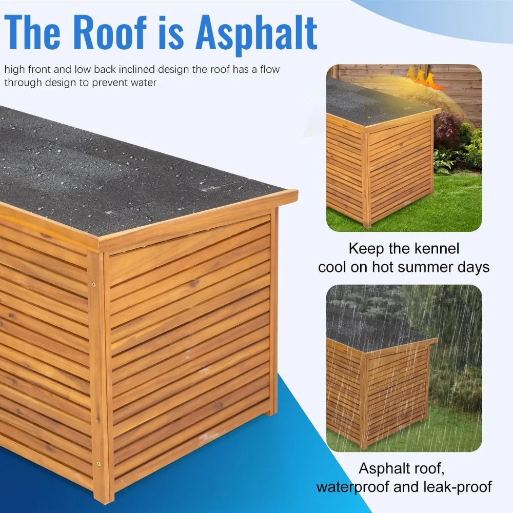 Dog House Outdoor Insulated Dog Kennel Weatherproof Durable Puppy Shelter with Wooden Floor Removable Bottom Panel - Wild Paw Outdoors