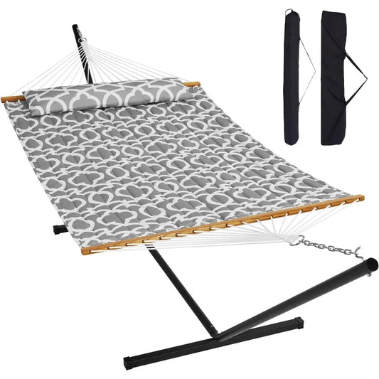 Double Hammock with Stand for Two Persons Heavy Duty 480lb Large Free Standing Outdoor Hammock - Wild Paw Outdoors