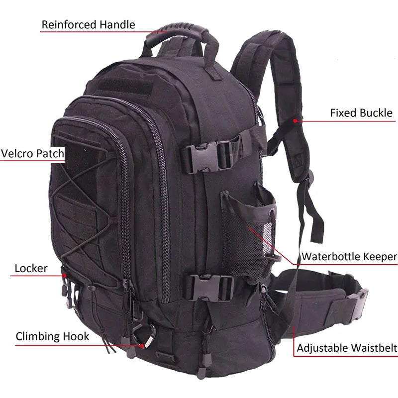 LQARMY 60L Military Tactical Backpack Army Molle Assault Rucksack Outdoor Travel Hiking Camping Hunting mochila hombre - Wild Paw Outdoors