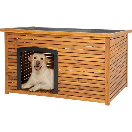 Dog House Outdoor Insulated Dog Kennel Weatherproof Durable Puppy Shelter with Wooden Floor Removable Bottom Panel - Wild Paw Outdoors