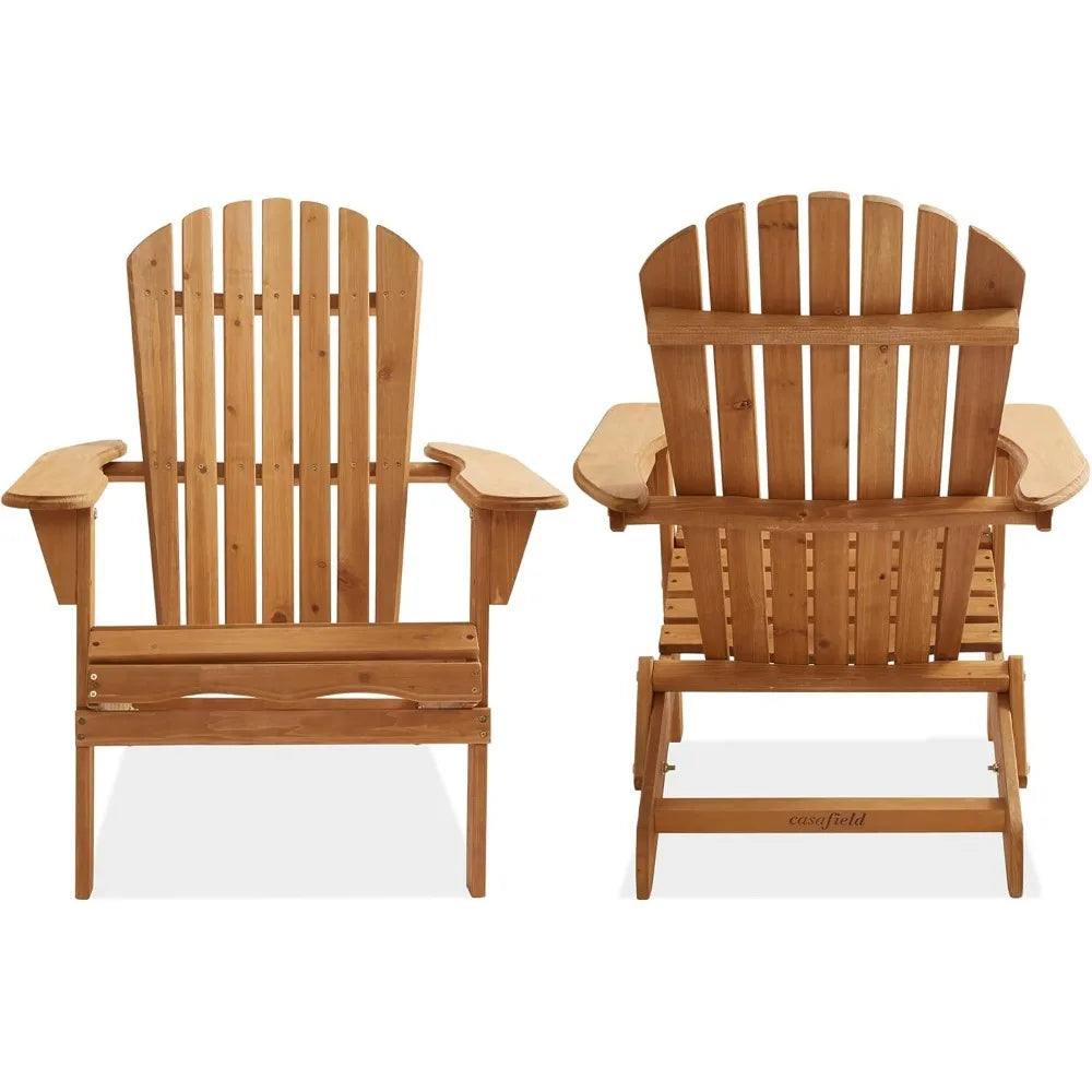 Folding Adirondack Chair Set of Cedar Wood Outdoor Lounge Chairs for Patio Deck Yard Lawn and Garden Seating - Wild Paw Outdoors