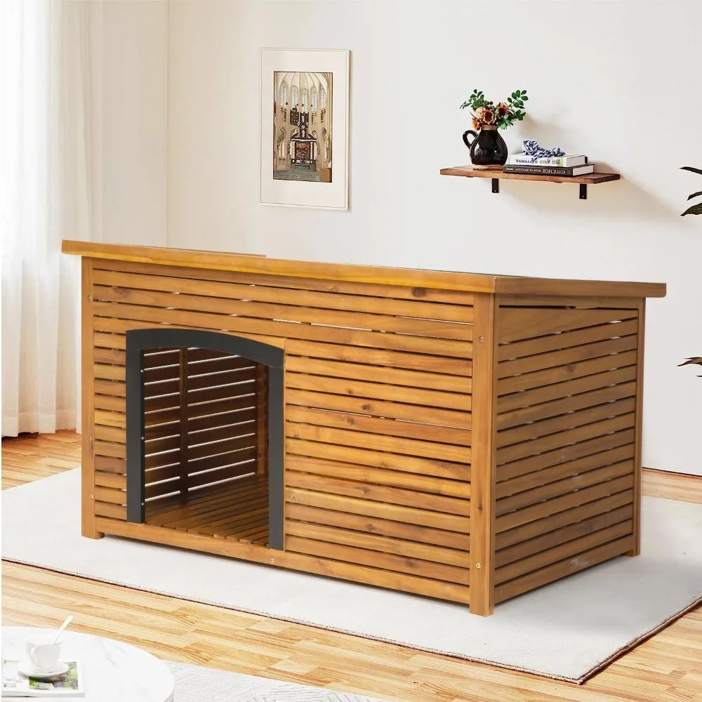 Dog House Outdoor Insulated Dog Kennel Weatherproof Durable Puppy Shelter with Wooden Floor Removable Bottom Panel - Wild Paw Outdoors