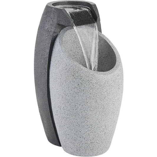 Waterfall Modern Outdoor Floor Water Fountain with LED Light for Garden Patio Backyard Deck Lawn and Porch - Wild Paw Outdoors