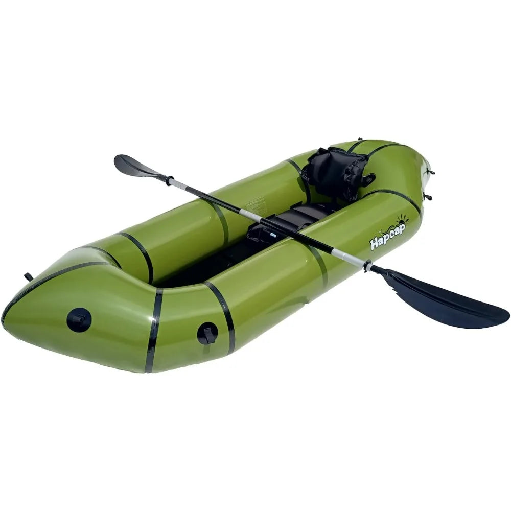 Inflatable Kayak with Paddle for Adults and Kids One Person Packraft Durable TPU Rapid Inflate Ultra Lightweight Ideal for Outdoor Use - Wild Paw Outdoors