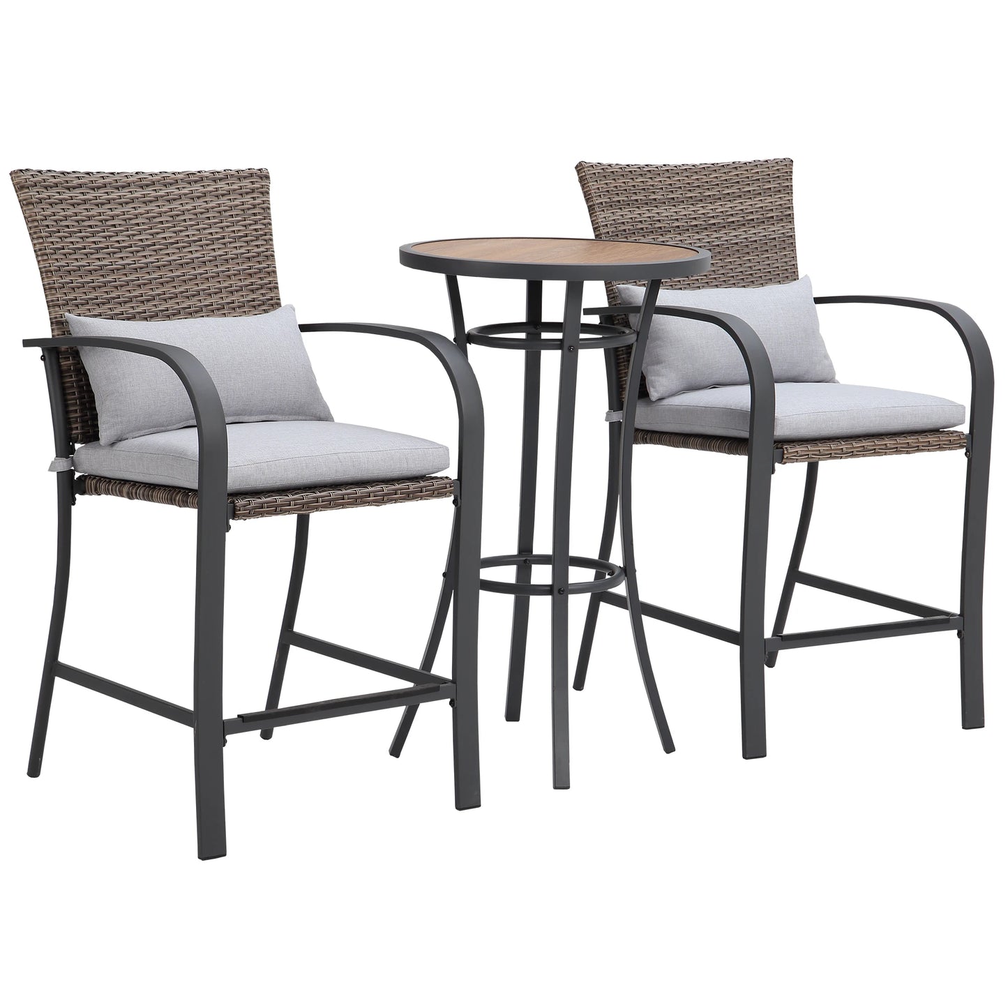 Naga Bahna 3 Piece Patio Bar Set Outdoor Cushions Rattan - Wild Paw Outdoors