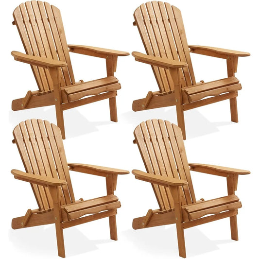 Folding Adirondack Chair Set of Cedar Wood Outdoor Lounge Chairs for Patio Deck Yard Lawn and Garden Seating - Wild Paw Outdoors