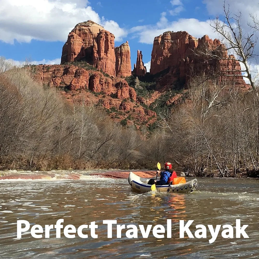 SE330 Two Person Inflatable Kayak with Seats Paddles and Bag Lightweight Portable 500 Pound Capacity - Wild Paw Outdoors