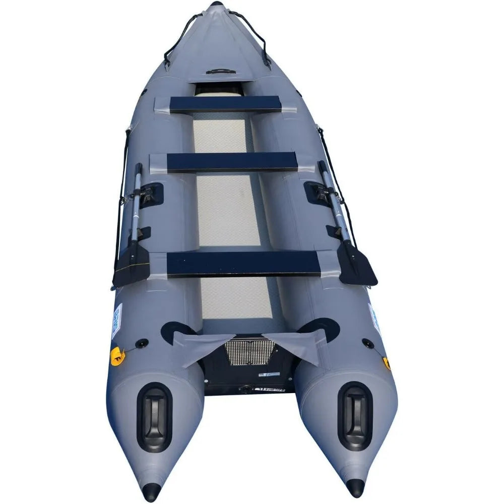 14.1ft Inflatable Boat Kayak for 3 Persons Canoe Fishing Pontoon Boat - Wild Paw Outdoors