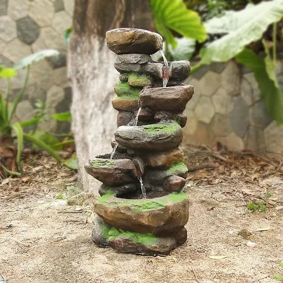 37.4in 6 Tier Cascading Rock Water Fountain With LED - Wild Paw Outdoors