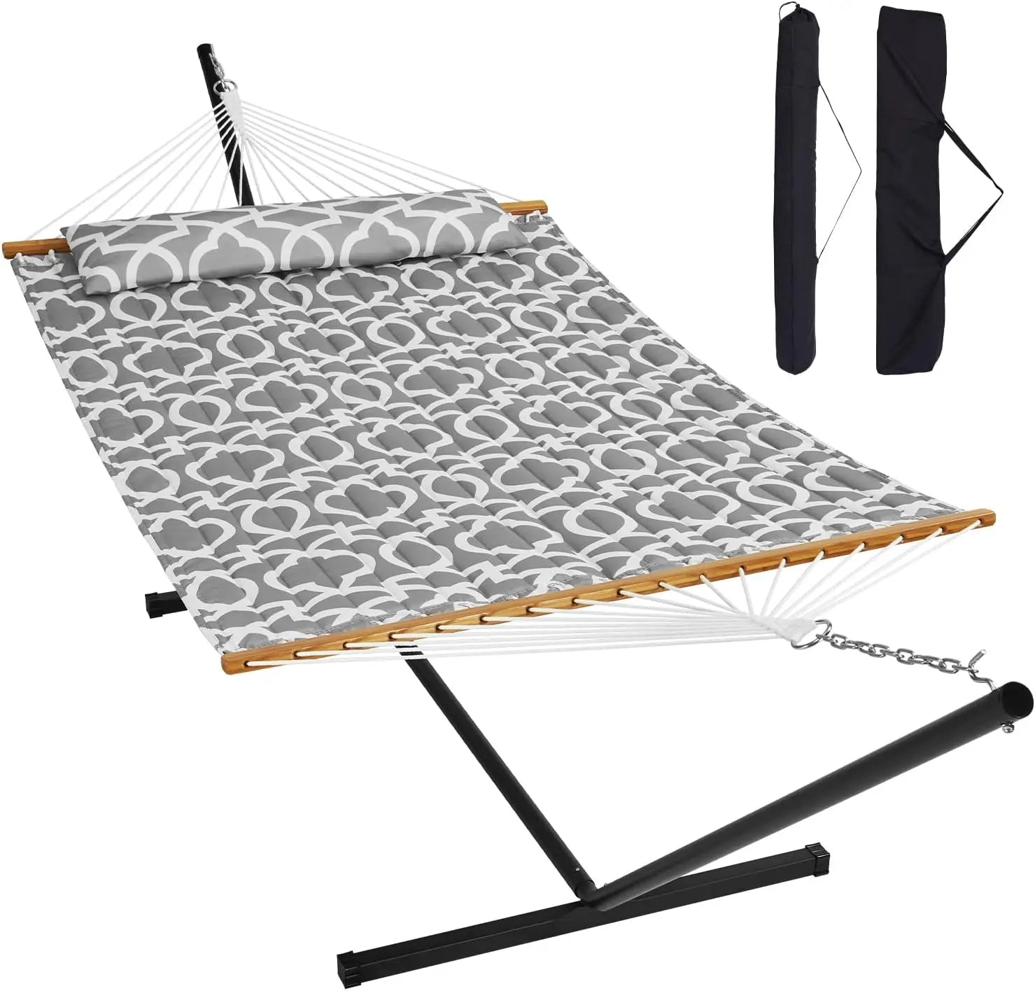 Double Hammock with Stand for Two Persons Heavy Duty 480lb Large Free Standing Outdoor Hammock - Wild Paw Outdoors