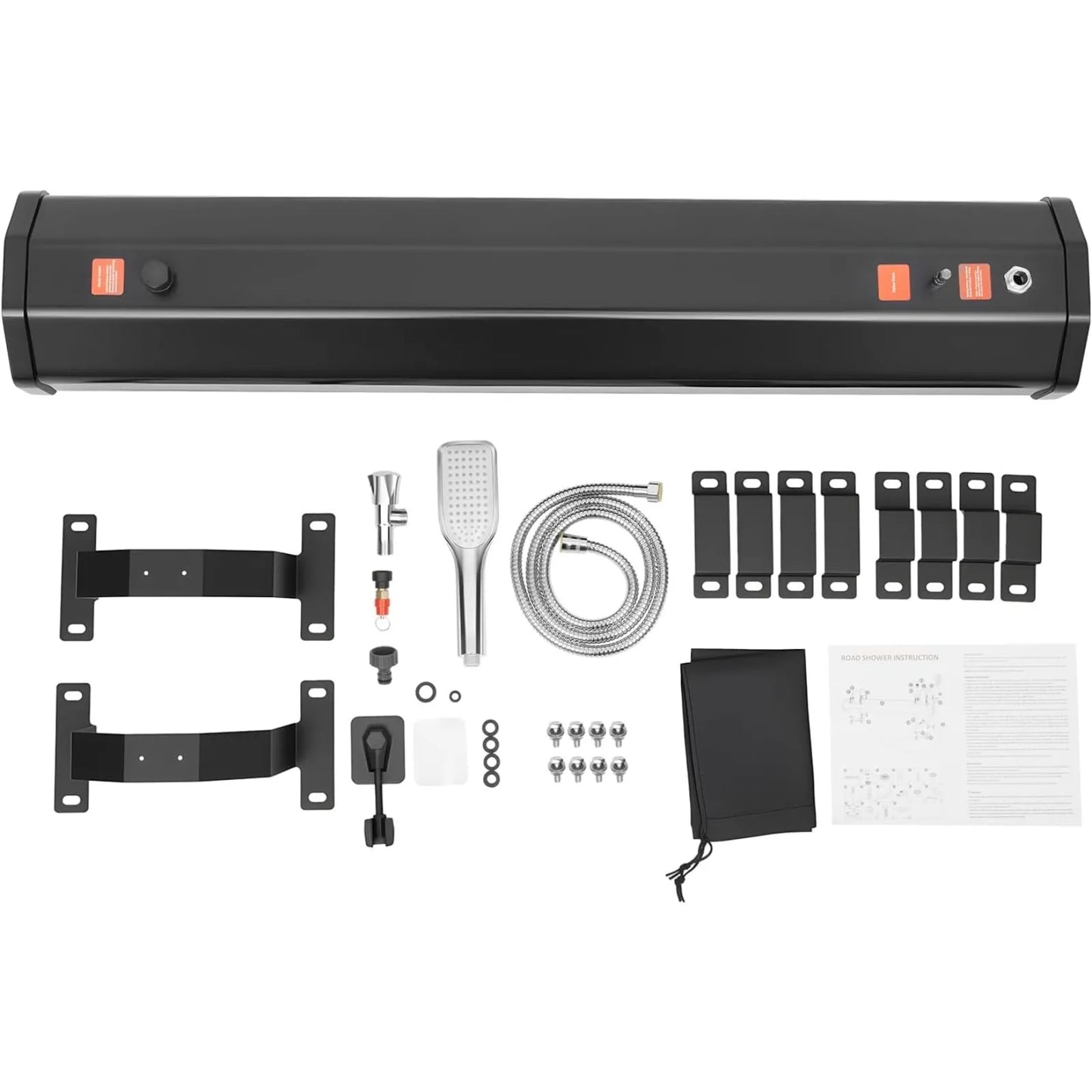 8Gal Portable Camping Shower, Roof Rack Mount Road Shower w/ 5.58ft Water Pipe & Shower Headt, for Vehicle Truck SUV Sedan RV