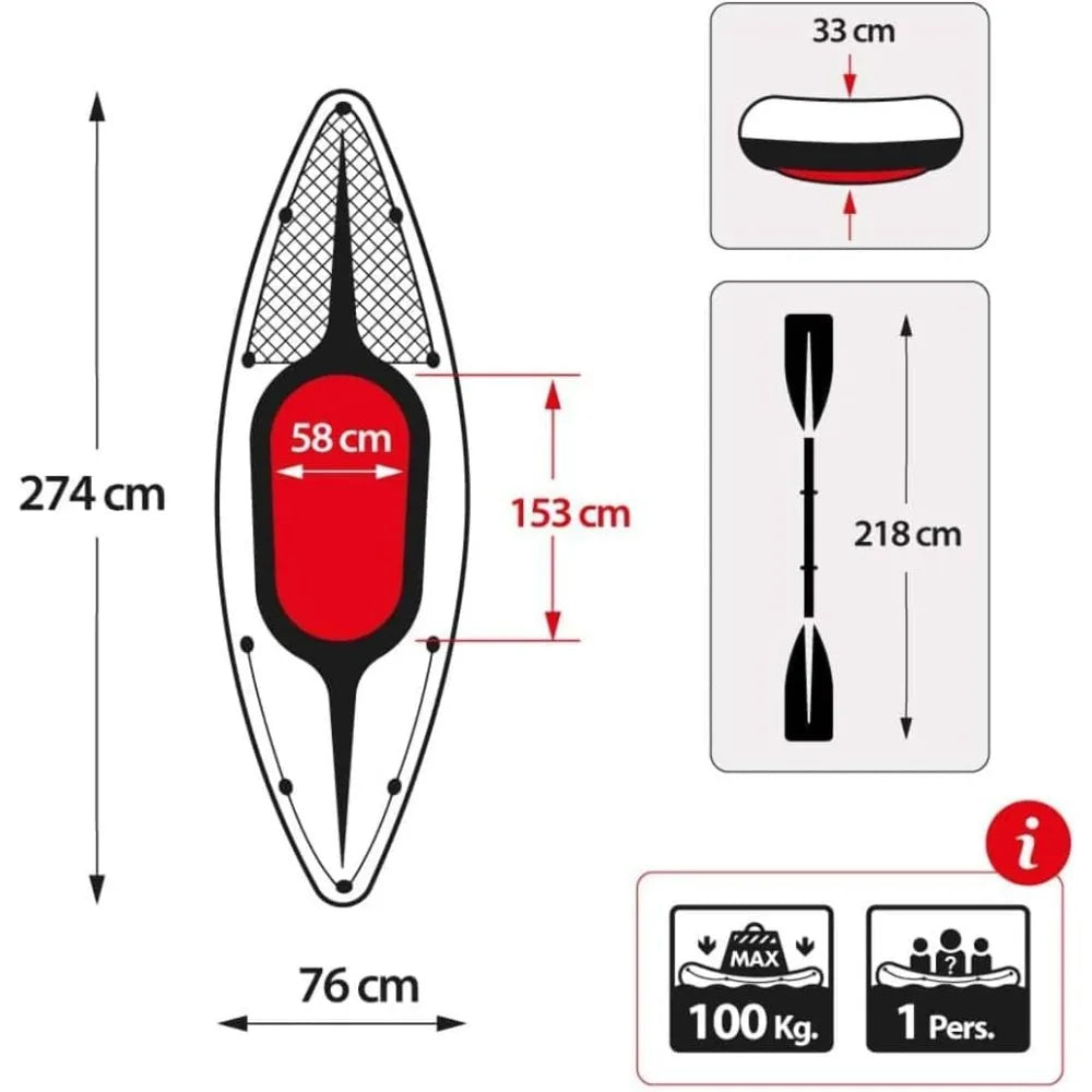 Challenger K1 Kayak One Man Inflatable Canoe with Aluminum Oars and Hand Pump - Wild Paw Outdoors