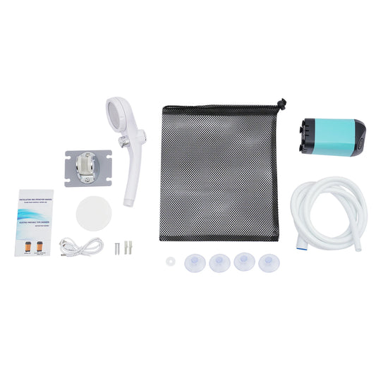 Camping Shower Digital Rechargeable Shower Pump 2-6L/min 4800mAh w/Hose Portable