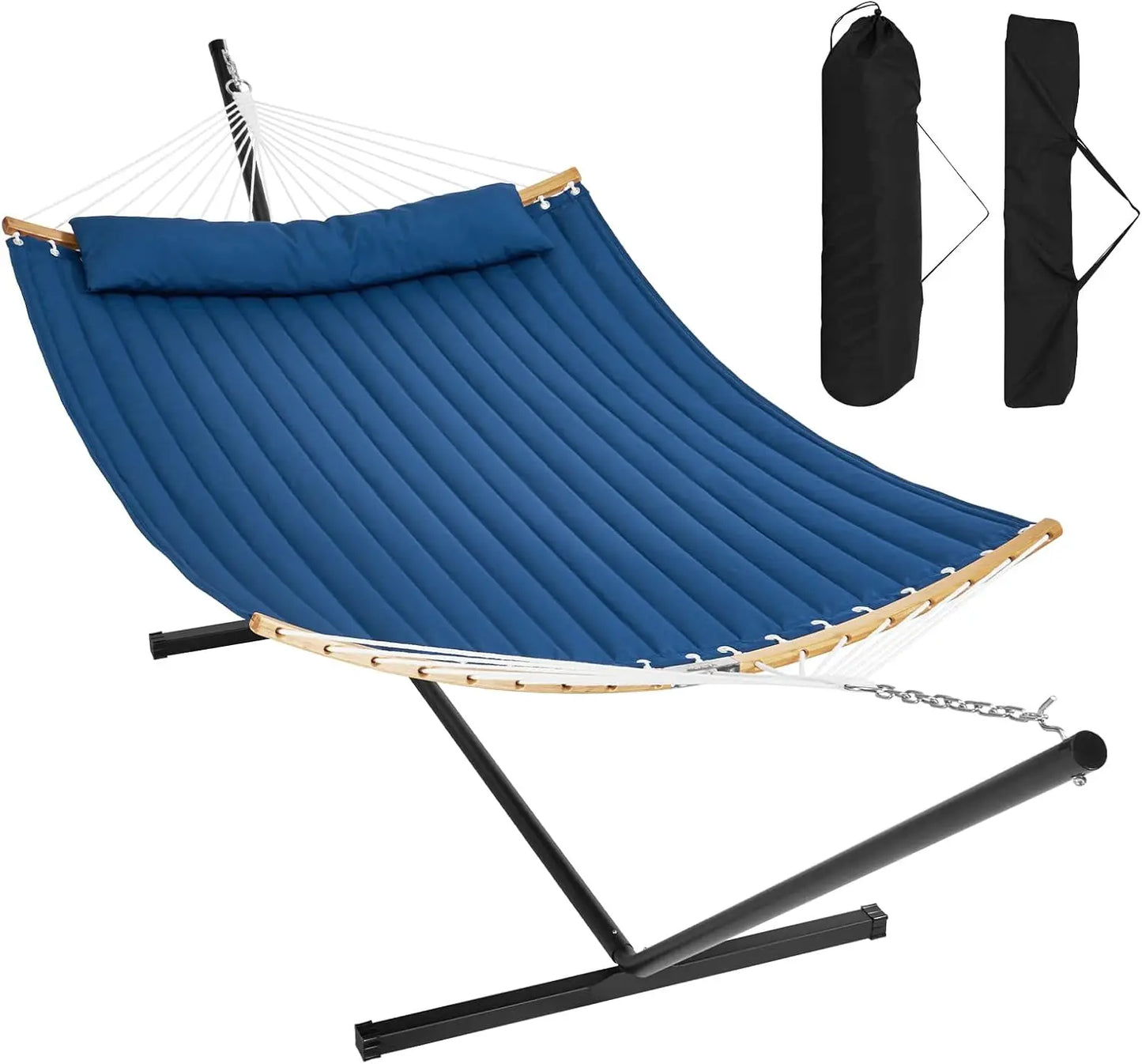 Double Hammock with Stand for Two Persons Heavy Duty 480lb Large Free Standing Outdoor Hammock - Wild Paw Outdoors