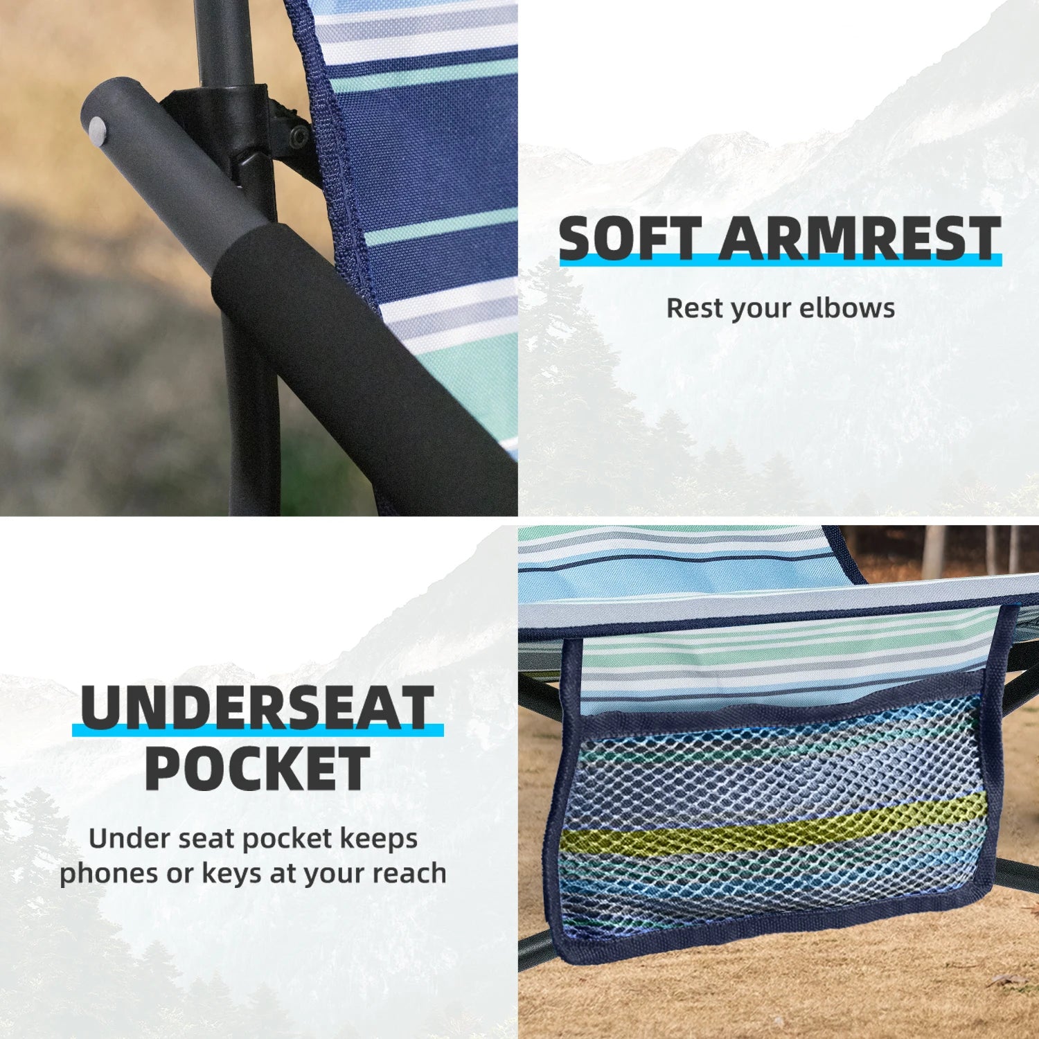 Tisetrail 2 Pack Portable Beach Chairs for Adults Low Back Sling Folding Mesh Sand Chairs - Wild Paw Outdoors