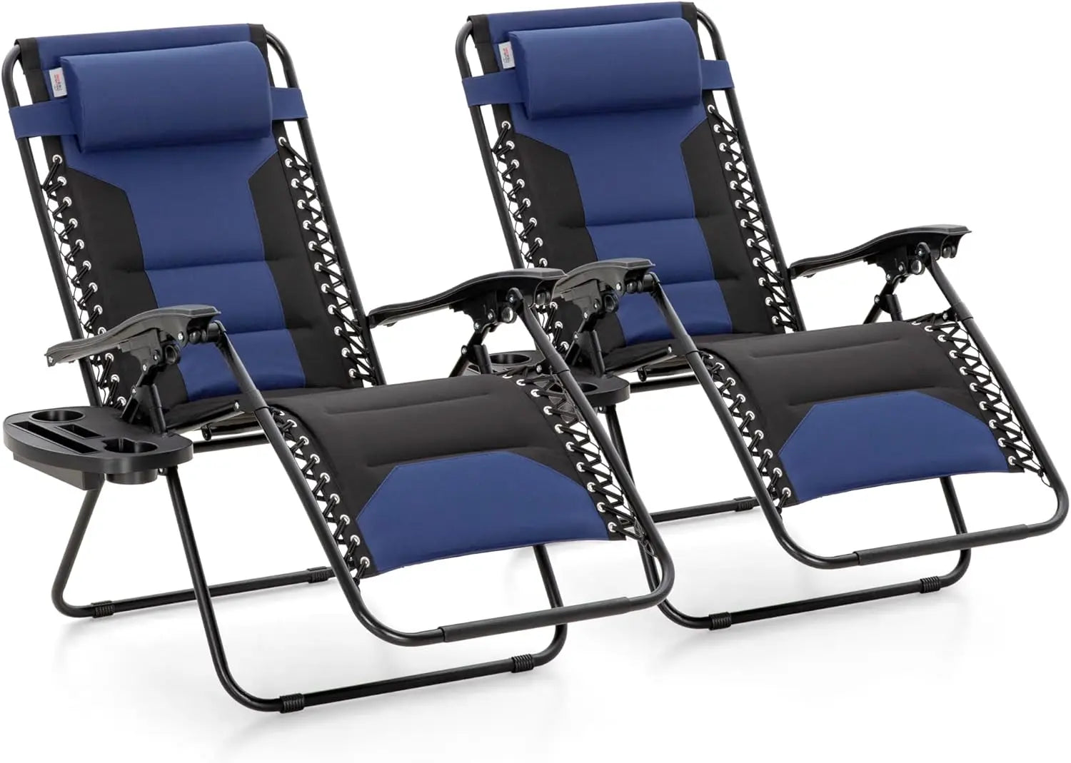 Padded Zero Gravity Lawn Chairs Foldable Recliner Anti Gravity Lounge Chairs w Pillow Cup Holder - Wild Paw Outdoors