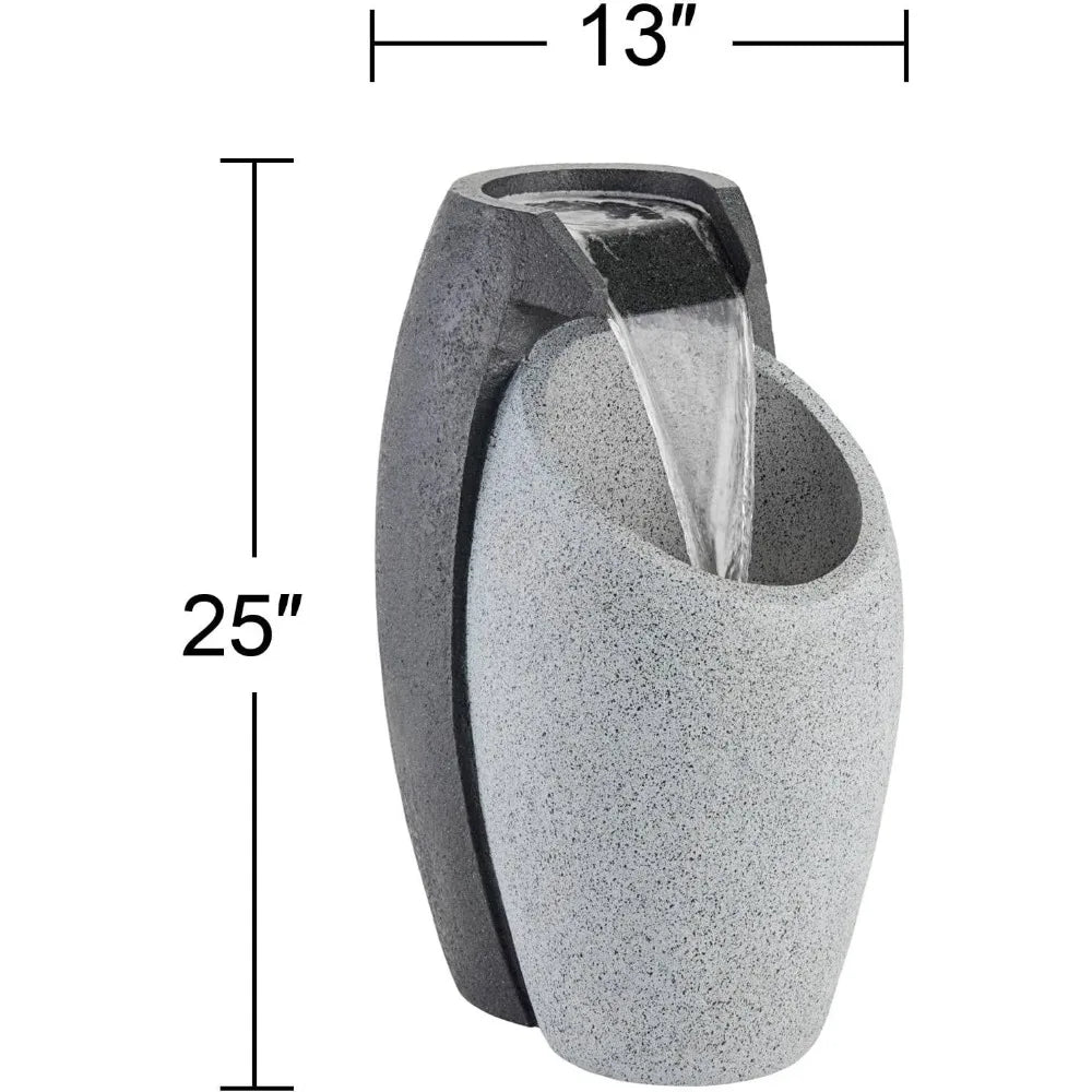 Waterfall Modern Outdoor Floor Water Fountain with LED Light for Garden Patio Backyard Deck Lawn and Porch - Wild Paw Outdoors
