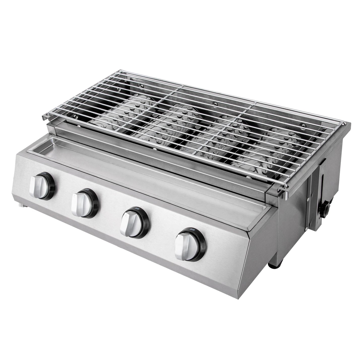Stainless Steel Smokeless Barbecue Grill 4 Burners LPG Gas Grill Portable BBQ Grill Removable for Outdoor Patio Garden - Wild Paw Outdoors