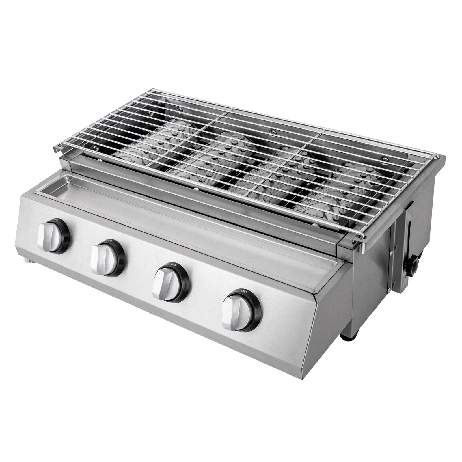 Stainless Steel Smokeless Barbecue Grill 4 Burners LPG Gas Grill Portable BBQ Grill Removable for Outdoor Patio Garden - Wild Paw Outdoors