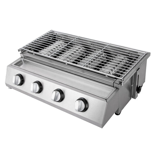 Stainless Steel Smokeless Barbecue Grill 4 Burners LPG Gas Grill Portable BBQ Grill Removable for Outdoor Patio Garden - Wild Paw Outdoors