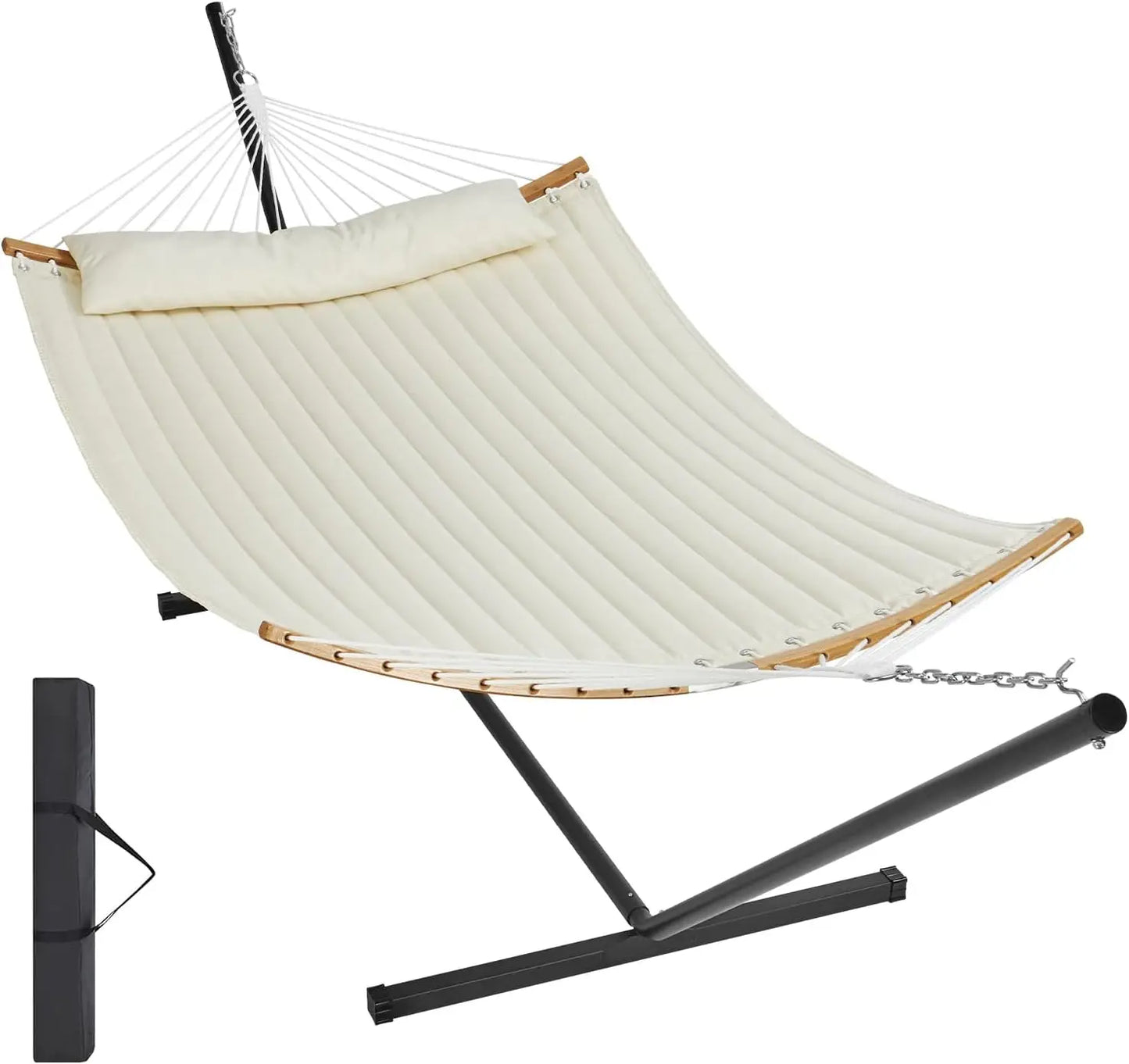 Double Hammock with Stand for Two Persons Heavy Duty 480lb Large Free Standing Outdoor Hammock - Wild Paw Outdoors