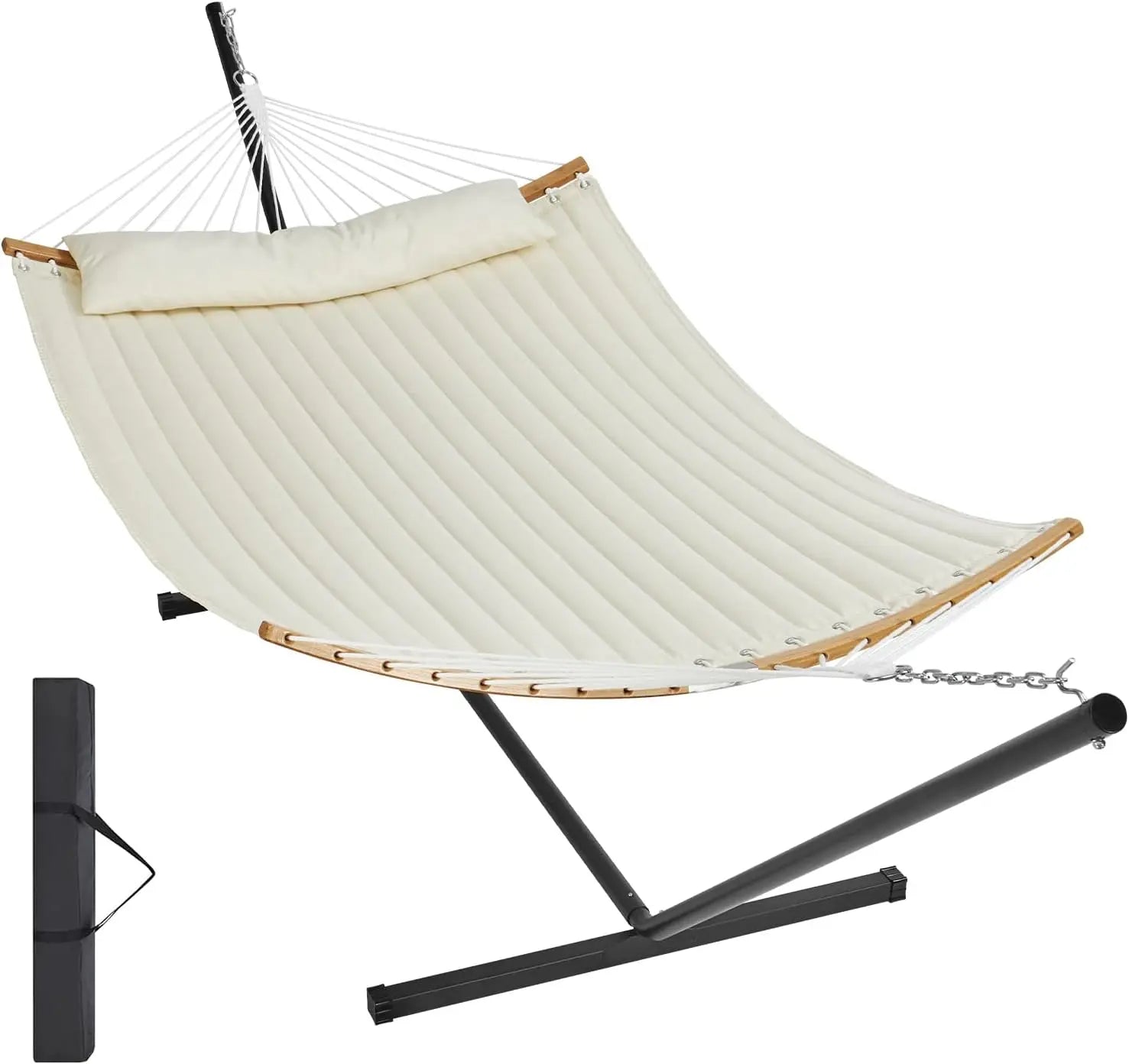 Double Hammock with Stand for Two Persons Heavy Duty 480lb Large Free Standing Outdoor Hammock - Wild Paw Outdoors