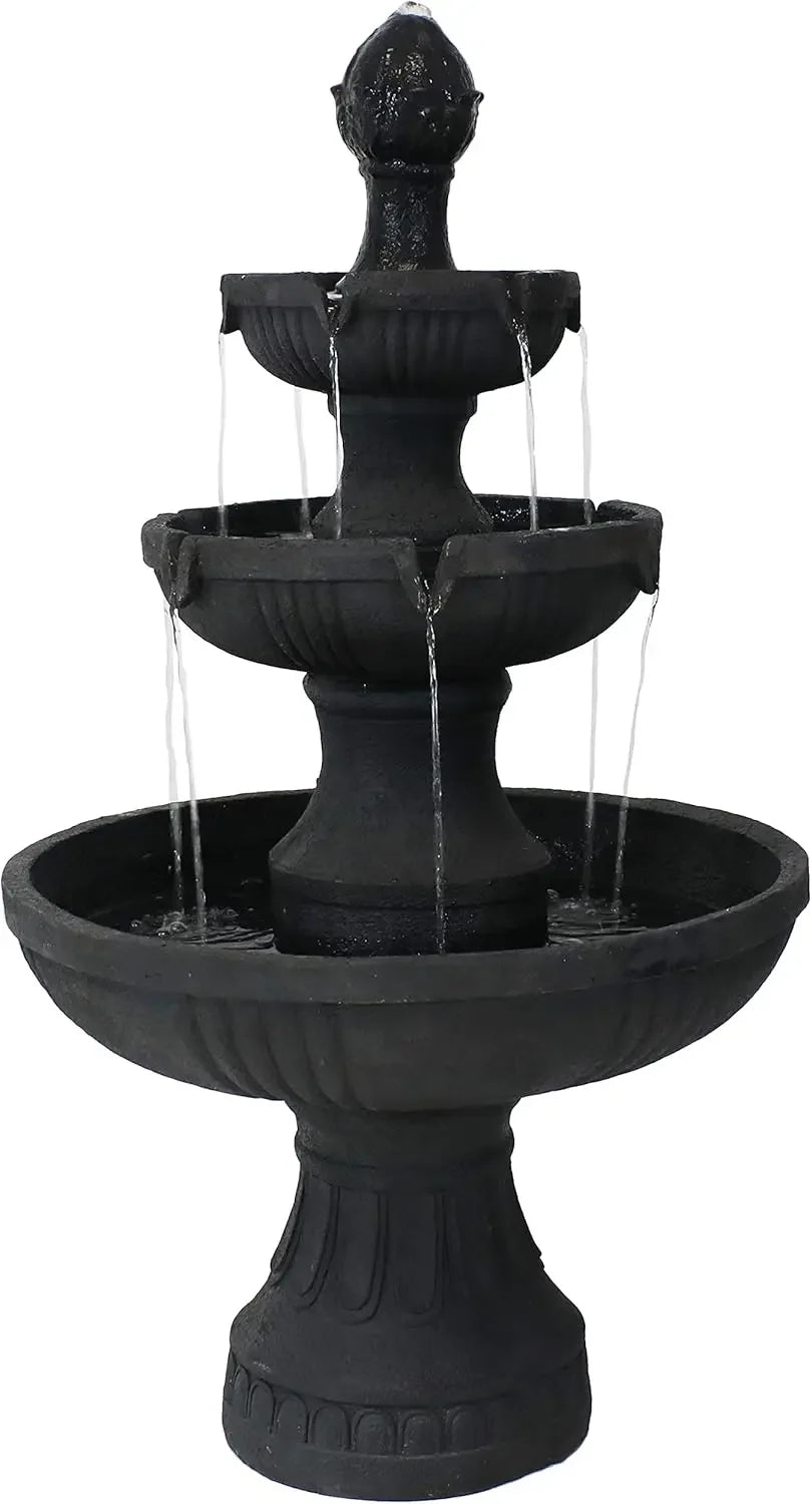 43 Inch Electric Fountain Outdoor Water Feature Three Layers Earth Veneer Beautiful Practical Fountain - Wild Paw Outdoors
