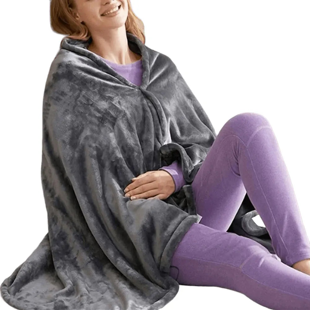 USB Electric Heated Blanket 3 Heating Levels Fleece Heated Blanket Portable Coral Velvet Blanket for Household and Office