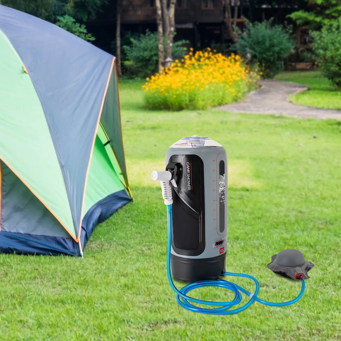 Solar Camping Shower With Pump Portable 12L Shower Bag