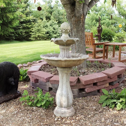 46 Inch Two Layer Solar Fountain with Battery Backup Submersible Pump Durable Outdoor Fountain - Wild Paw Outdoors