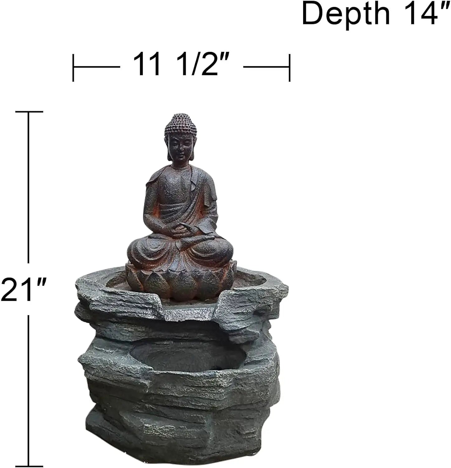 Sitting Buddha Zen Outdoor Water Fountain With LED Light - Wild Paw Outdoors