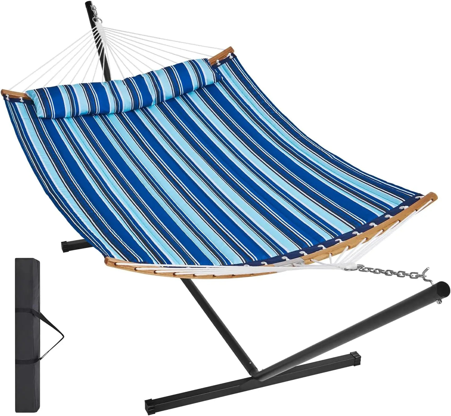 Double Hammock with Stand for Two Persons Heavy Duty 480lb Large Free Standing Outdoor Hammock - Wild Paw Outdoors