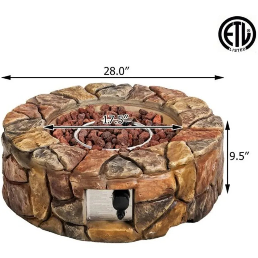 Stone Gas Fire Pit Table 40000 BTU For Outdoor Patio